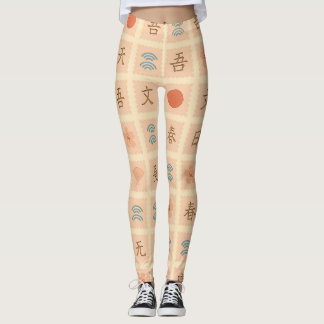 Oude Japanse postzegelpatroon Leggings