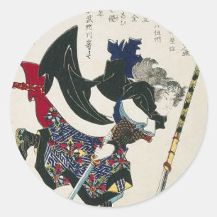 Oude Japanse Samurai Painting ongeveer 1869 Ronde Sticker