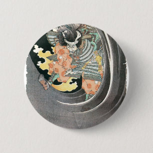 Oude Japanse Samurai-schilderijen Ronde Button 5,7 Cm