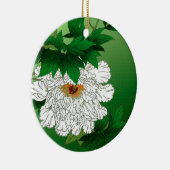 Oude Japanse schets van grote witte pioen Keramisch Ornament (Rechts)
