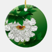 Oude Japanse schets van grote witte pioen Keramisch Ornament (Achterkant)