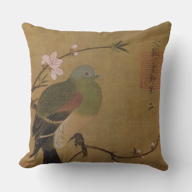 Oude Japanse Schilderij van een Wilde Vogel Kussen (Voorkant)