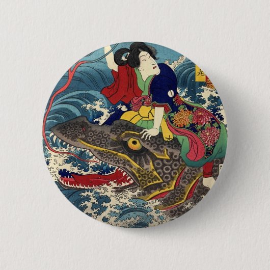 Oude Japanse schilderijen, Japanse vrouwen die rus Ronde Button 5,7 Cm (Voorkant)