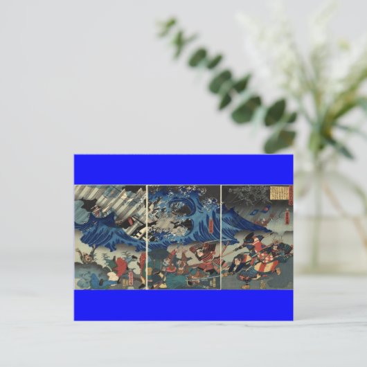 Oude Japanse schilderijen van Samurai en Mongols Briefkaart (Staand voorkant)