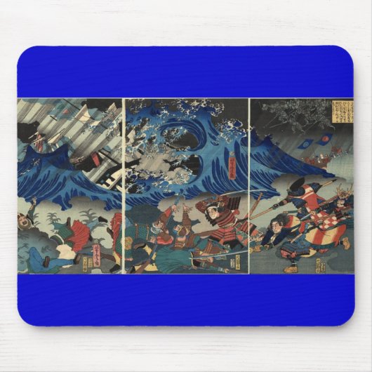 Oude Japanse schilderijen van Samurai en Mongols Muismat (Voorkant)