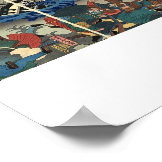 Oude Japanse schilderijen van Samurai en Mongols Poster (Hoek)