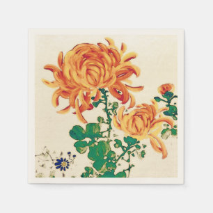 Oude Japanse schildering van chrysanten Servet