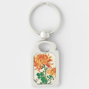 Oude Japanse Schildering van Chrysanten Sleutelhanger