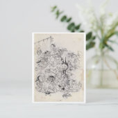 Oude Japanse tekening Briefkaart (Staand voorkant)