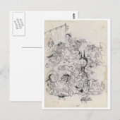 Oude Japanse tekening Briefkaart (Voorkant / Achterkant)