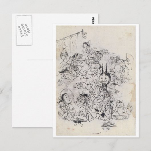 Oude Japanse tekening Briefkaart (Voorkant / Achterkant)