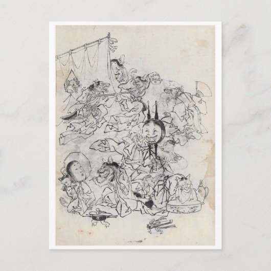 Oude Japanse tekening Briefkaart (Voorkant)