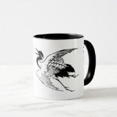 Oude Japanse tekening van een kraanvogel Mok (Voorkant rechts)