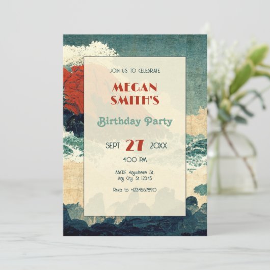 Oude Japanse verf golf berg Kaart (Staand voorkant)