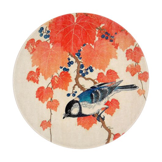 Oude Japanse vogel en herfst wingerd Snijplank (Voorkant)