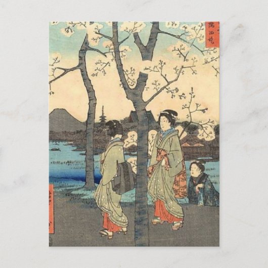 Oude Japanse vrouwen onder Cherry Blossom Briefkaart (Voorkant)