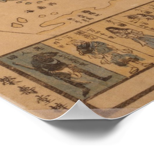 Oude Japanse Wereldkaart Poster (Hoek)