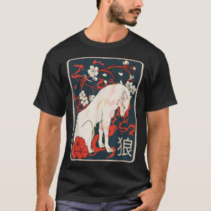 Oude Japanse Wolf Art -  Cherry Blossom T-shirt