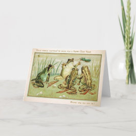 Oude-jarenkaart met kikkers feestdagen kaart