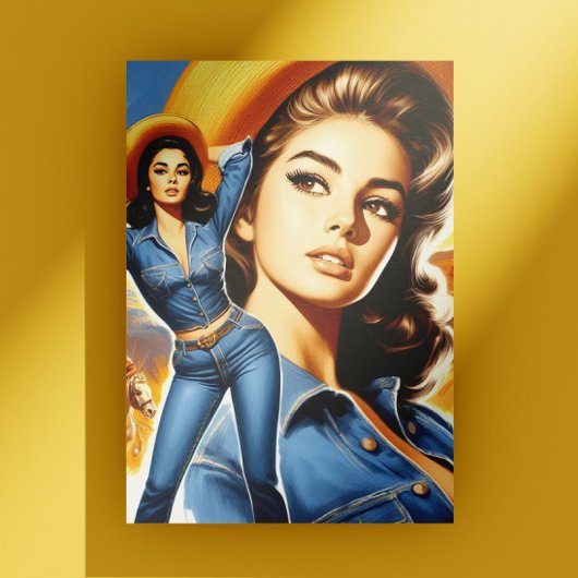 Oude jeans landelijke vrouw briefkaart