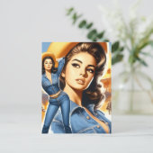 Oude jeans landelijke vrouw briefkaart (Staand voorkant)