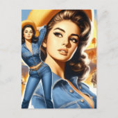 Oude jeans landelijke vrouw briefkaart (Voorkant)