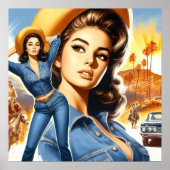 Oude jeans landelijke vrouw poster (Voorkant)
