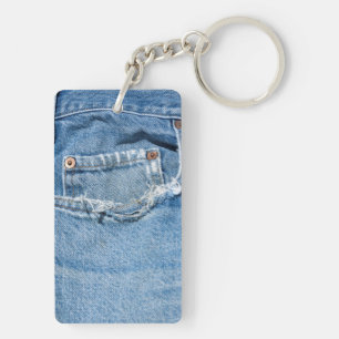 Oude Jeans Rechthoek (dubbelzijdig) Sleutelhanger