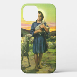 Oude Jezus Christus de Herder met Baby Lam iPhone 12 Hoesje