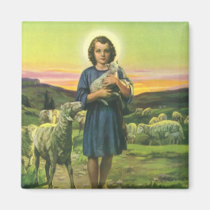 Oude Jezus Christus de Herder met Baby Lam Magneet