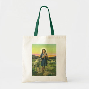 Oude Jezus Christus de Herder met Baby Lam Tote Bag