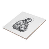 Oude Jezus houdt kat gravure afbeelding_1 Tegeltje (Zijkant)