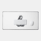 Oude Jezus Houdt Katten Gravure Grafisch_1 Bureaumat (Keyboard & Muis)