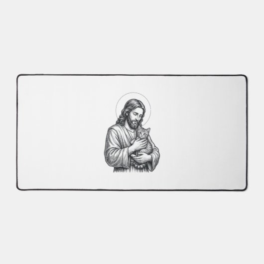 Oude Jezus Houdt Katten Gravure Grafisch_1 Bureaumat (Voorkant)