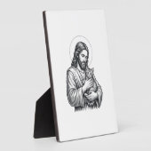 Oude Jezus met kat gravure afbeelding_1 Fotoplaat (Zijkant)