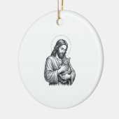 Oude Jezus met kat gravure afbeelding_1 Keramisch Ornament (Links)