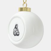 Oude Jezus met kat gravure afbeelding_1 Keramische Bal Ornament (Rechts)