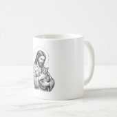 Oude Jezus met kat gravure afbeelding_1 Koffiemok (Voorkant rechts)