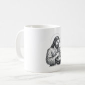 Oude Jezus met kat gravure afbeelding_1 Koffiemok (Voorkant links)