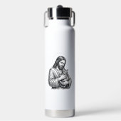 Oude Jezus met kat gravure afbeelding_1 Waterfles (Voorkant)