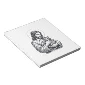 Oude Jezus met kat Gravure Grafisch_1 Notitieblok (Schuin)