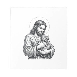 Oude Jezus met kat Gravure Grafisch_1 Notitieblok