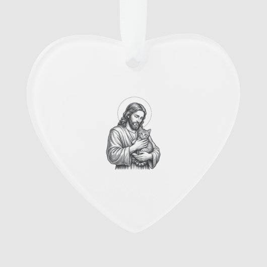 Oude Jezus met kat Gravure Grafisch_1 Ornament (voorkant)