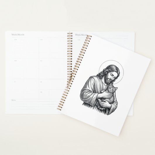 Oude Jezus met kat Gravure Grafisch_1 Planner (Display)