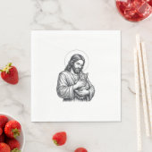 Oude Jezus met kat Gravure Grafisch_1 Servet (Insitu)