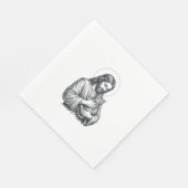Oude Jezus met kat Gravure Grafisch_1 Servet (Hoek)