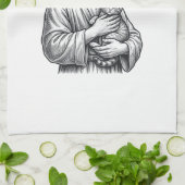 Oude Jezus met kat Gravure Grafisch_1 Theedoek (Gevouwen)