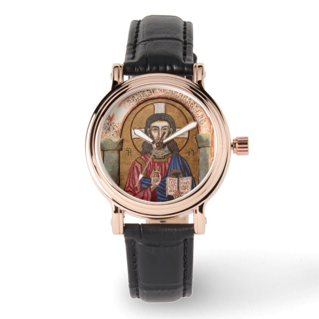 Oude Jezus Mozaïek Horloge (Voorkant)