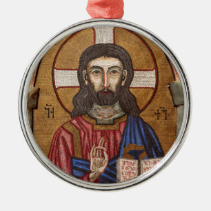 Oude Jezus Mozaïek Metalen Ornament