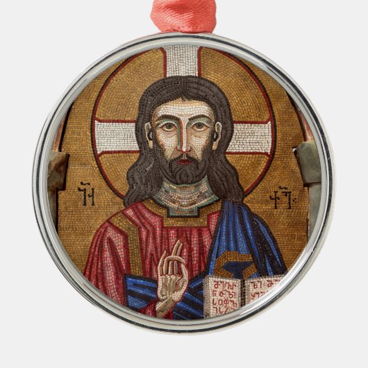 Oude Jezus Mozaïek Metalen Ornament (Voorkant)